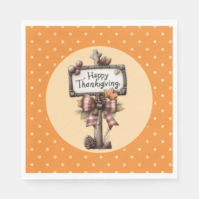 Serviette En Papier Panneau Joyeux Thanksgiving  (Devant)
