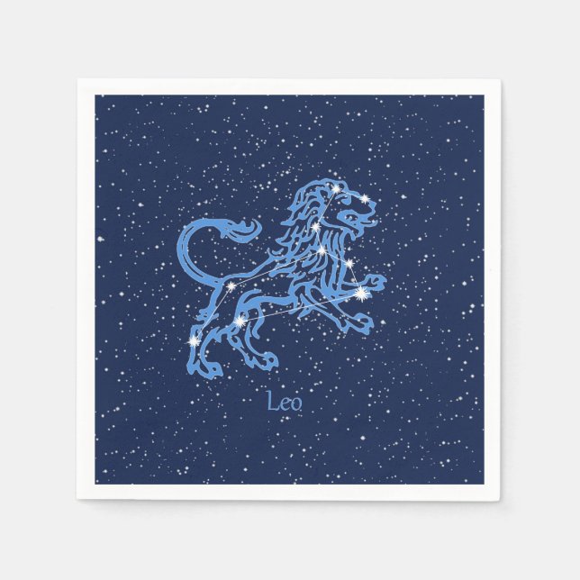 Serviette En Papier Panneau Léo Constellation et Zodiaque avec étoiles (Devant)
