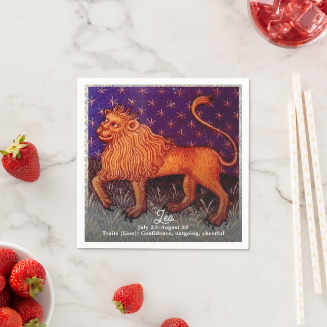 Serviette En Papier Panneau Lion Zodiac Lion Horoscope Anniversaire (En situation)