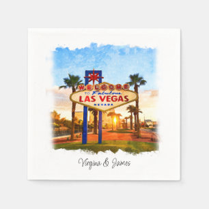 Serviette En Papier Panneau Mariage Watercolor Las Vegas