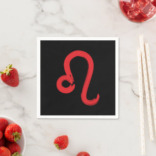 Serviette En Papier Panneau rouge LEO Zodiac Juillet Août Anniversaire