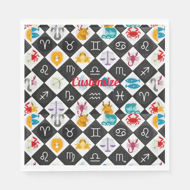 Serviette En Papier Panneau solaire Zodiac Calendrier Astrologie Thund (Devant)