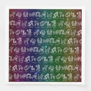 Serviette En Papier Panneau Zodiac Napkin (Arc-en-ciel foncé)