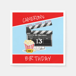 Serviette En Papier Panneaux de films Popcorn 13e fête d'anniversaire