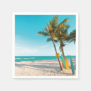 Serviette En Papier Panneaux de surf sur la plage lancer oreiller