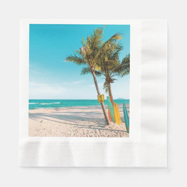 Serviette En Papier Panneaux de surf sur la plage lancer oreiller (Devant)