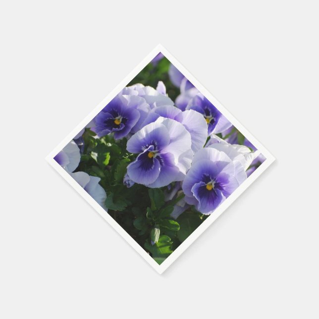 Serviette En Papier Pansies Bleues Pastel (Coin)
