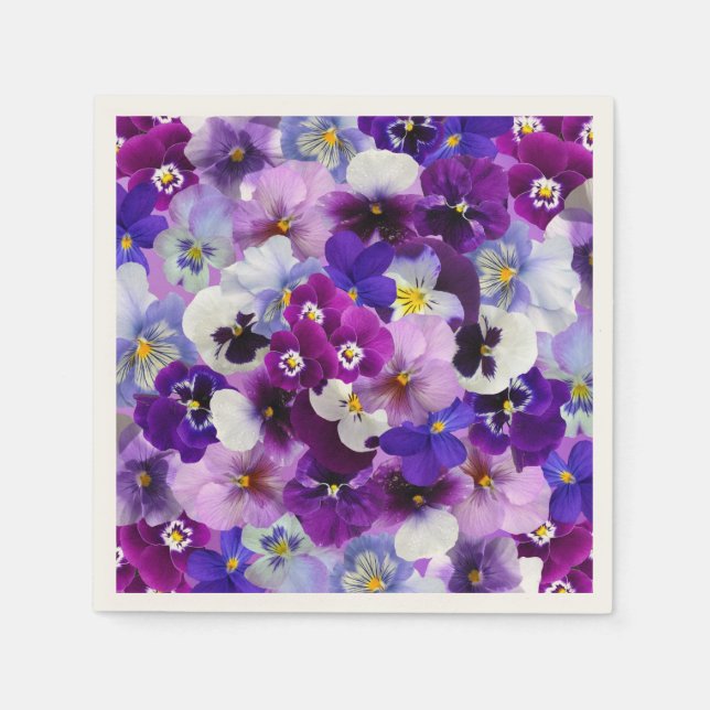 Serviette En Papier Pansies Colorées, Jolies Fleurs, (Devant)