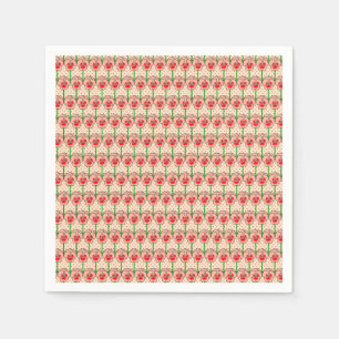 Serviette En Papier Pansies de corail - motif de papier peint rétro