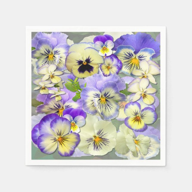 Serviette En Papier Pansies de Pastel (Devant)