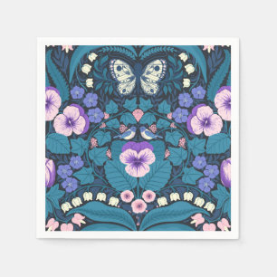 Serviette En Papier Pansies, oiseaux et papillons