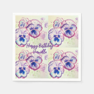 Serviette En Papier Pansies Pansy Fleur violet Rose floral