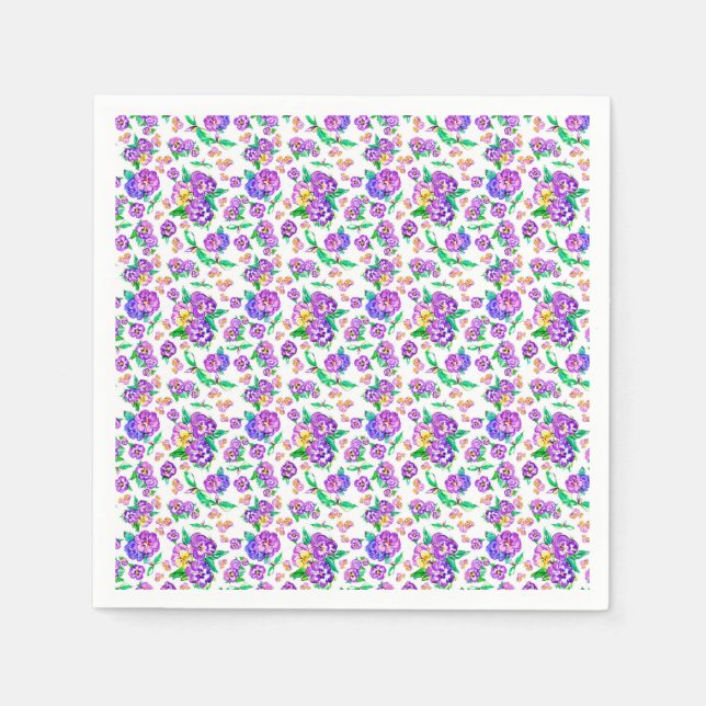 Serviette En Papier Pansies Papier Motif Napkin (Devant)