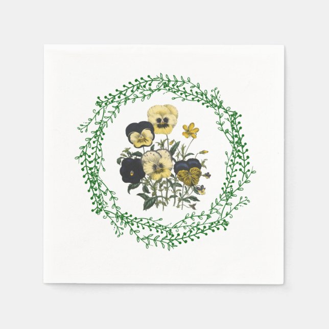 Serviette En Papier Pansies Standard Papier à Cocktail (Devant)