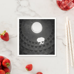 Serviette En Papier Panthéon Crâne clair Rome Italie Noir et Blanc