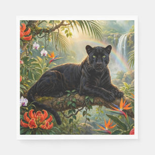 Serviette En Papier Panthère noire Kenya Fleurs de jungle Cascade