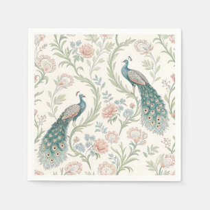 Serviette En Papier Paon Élégant Floral Vintage (1)
