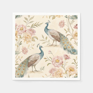 Serviette En Papier Paon Élégant Floral Vintage (10)