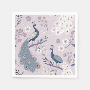 Serviette En Papier Paon Élégant Floral Vintage (11)
