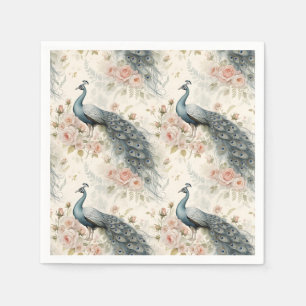 Serviette En Papier Paon Élégant Floral Vintage (2)
