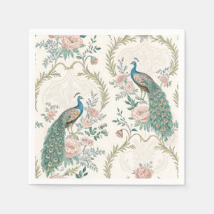 Serviette En Papier Paon Élégant Floral Vintage (3)