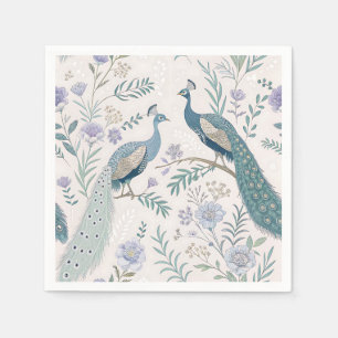 Serviette En Papier Paon Élégant Floral Vintage (7)