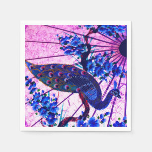 Serviette En Papier Paon parasol oriental cerisiers en fleurs japonais