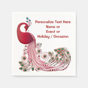 Serviette En Papier Paon rouge Bourgogne Personnalisez ou Customisez