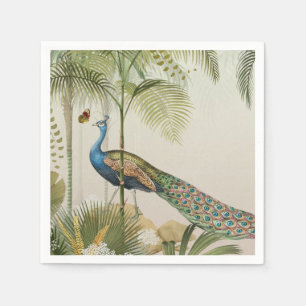 Serviette En Papier Paon tropical avec papillons