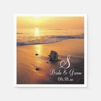 Serviette En Papier Pap de date de Mariage de Monogramme personnalisé