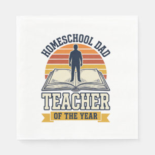 Serviette En Papier Papa à la maison Professeur de l'année T-shirt vin