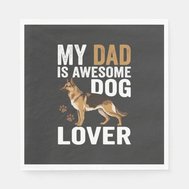 Serviette En Papier Papa amateur de chien est formidable (Devant)