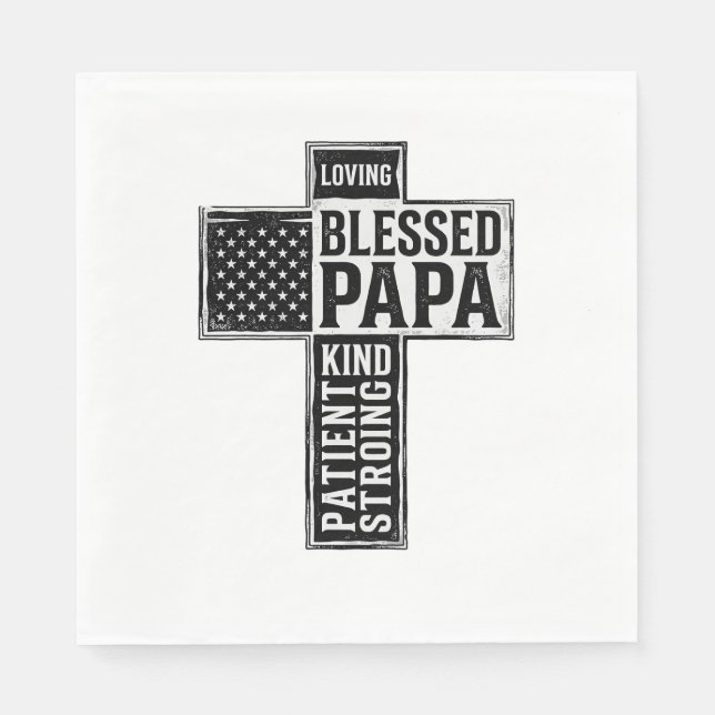 Serviette En Papier Papa béni Croix Christian Vintage Typographie De (Devant)