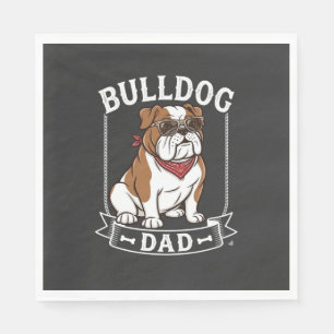 Serviette En Papier Papa Bouledogue Chien Lunettes de soleil Bandana
