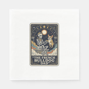 Serviette En Papier Papa Bouledogue Français Vintage Squelette Tarot T