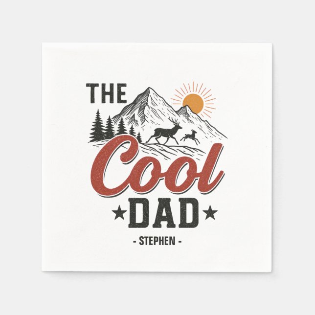 Serviette En Papier Papa Cool - Rustic Mountain et Deer Design (Devant)