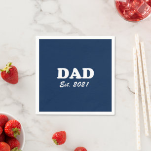 Serviette En Papier Papa Custom Date Est marine bleu Fête des pères bl