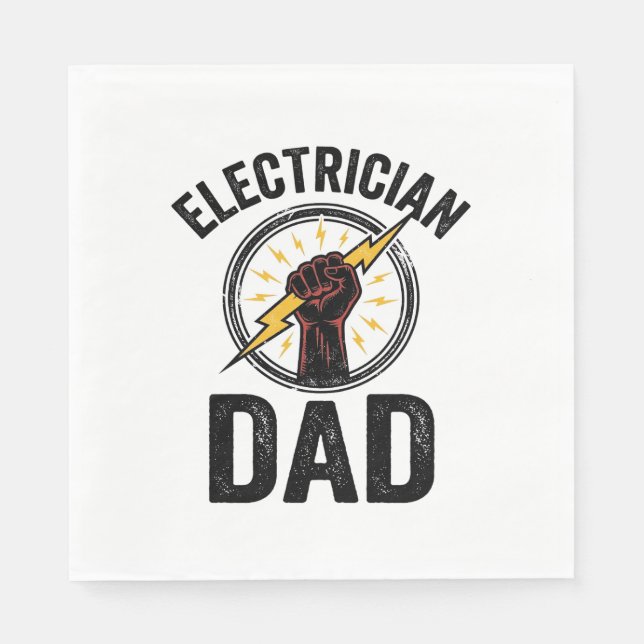 Serviette En Papier Papa électricien chemise vectorielle gravure vinta (Devant)