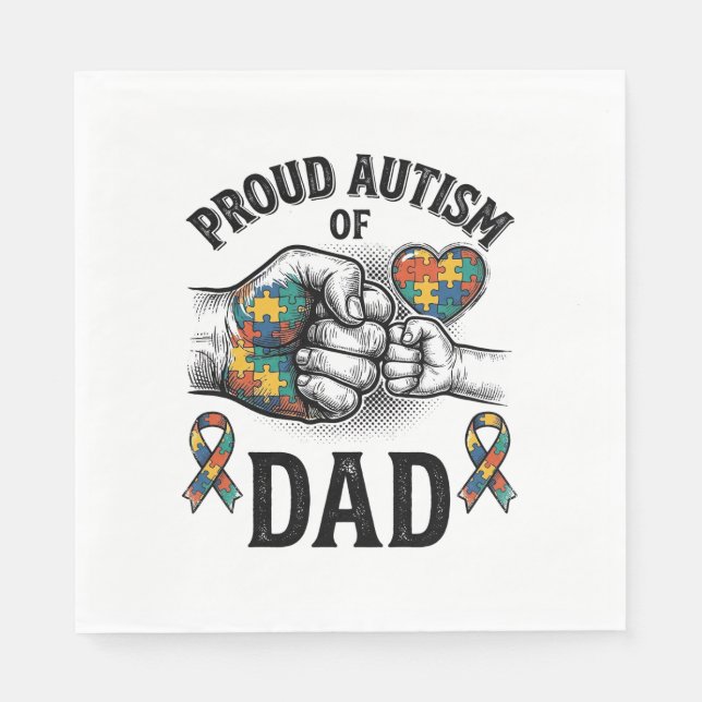 Serviette En Papier Papa fièrement autiste Vintage Gravure Chemise de  (Devant)