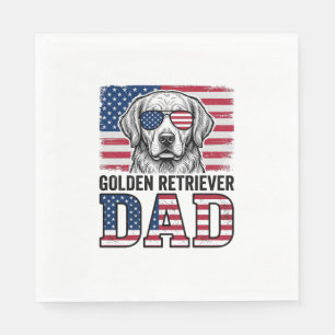 Serviette En Papier Papa Golden Retriever Patriotique Vintage Chemise