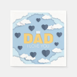Serviette En Papier Papa, je t'aime, fête des pères cadeau