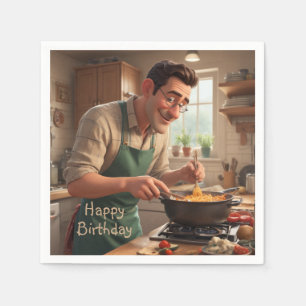 Serviette En Papier Papa le Chef Anniversaire