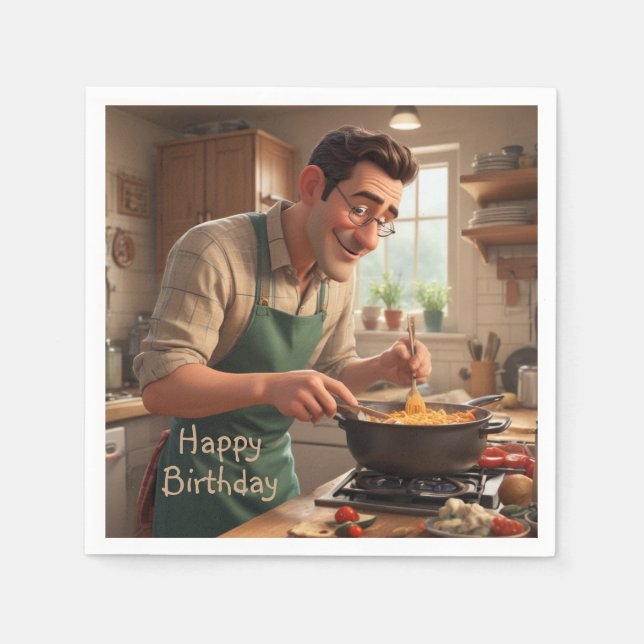 Serviette En Papier Papa le Chef Anniversaire (Devant)
