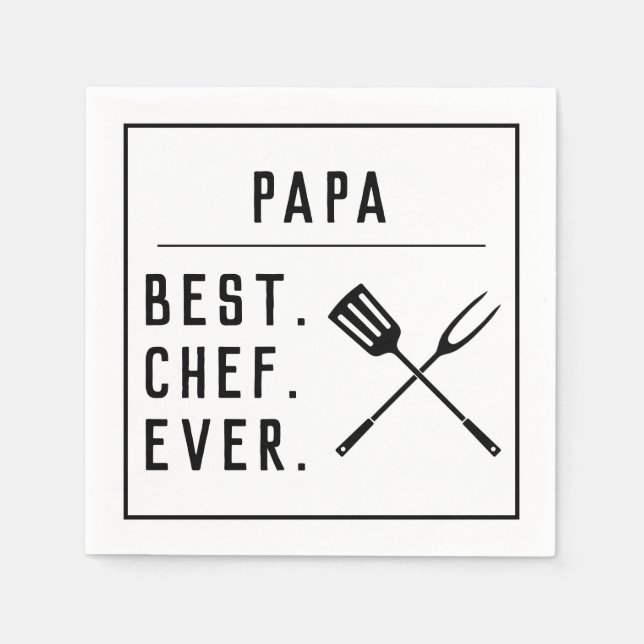Serviette En Papier Papa Meilleur Chef Jamais Cool Fête des pères BBQ  (Devant)