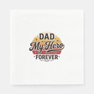 Serviette En Papier Papa Mon Héros Pour Toujours Design de Chemise Rét