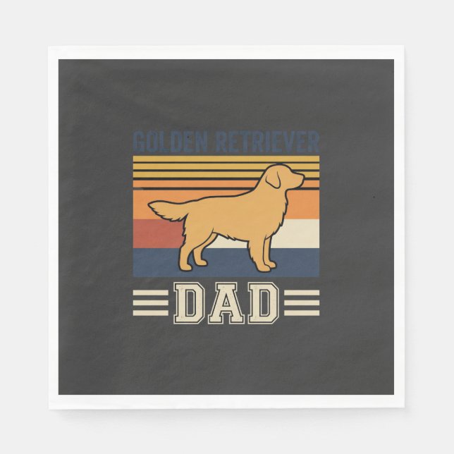 Serviette En Papier Papa Retriever doré Chien Rétro (Devant)