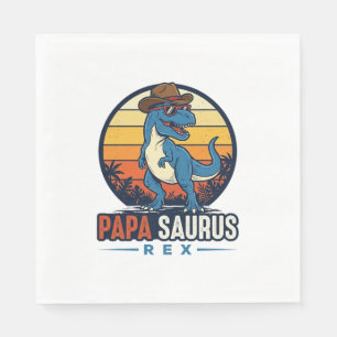 Serviette En Papier Papa Saurus Rex Cowboy Dinosaure Vintage T-Shirt_1