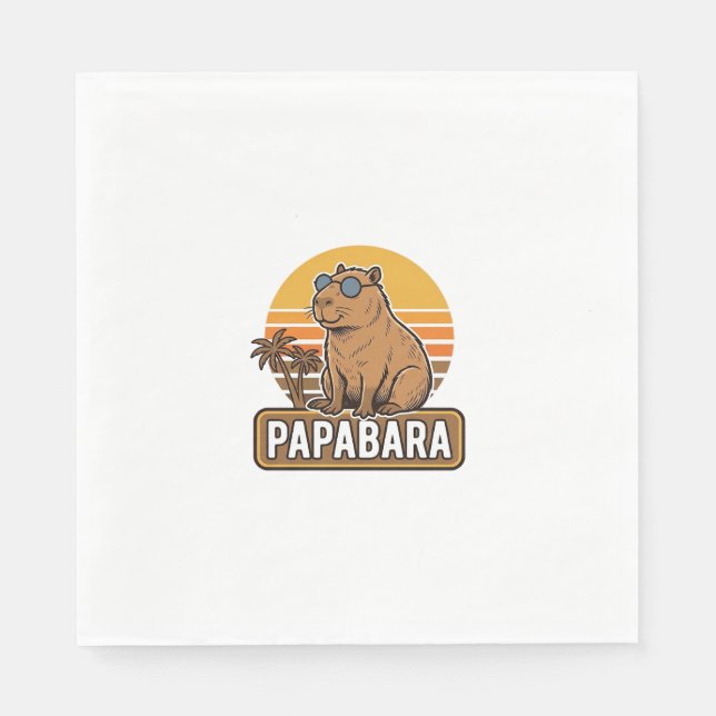 Serviette En Papier PAPABARA Conception Vectorielle Papa Capybara Rétr (Devant)