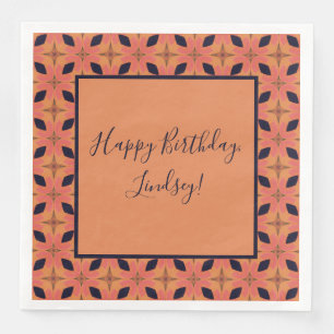 Serviette En Papier Papaya Orange et Black Retro Motif Tropical