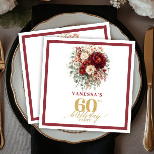 Serviette En Papier Pape d'anniversaire 60 ans de Bourgogne romantique